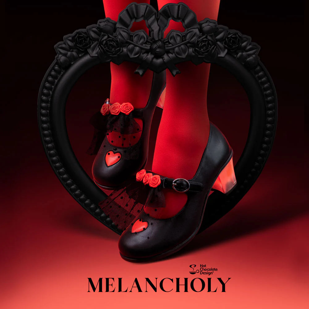Chocolaticas® Melancholy – Gothic Rose & Lace Mid Heels