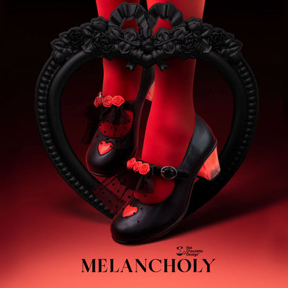 Chocolaticas® Melancholy – Gothic Rose & Lace Mid Heels