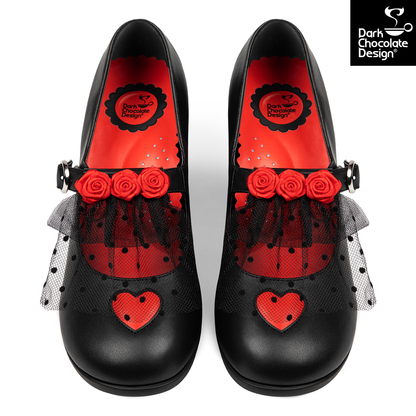 Chocolaticas® Melancholy – Gothic Rose & Lace Mid Heels