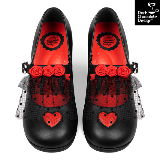 Chocolaticas® Melancholy – Gothic Rose & Lace Mid Heels