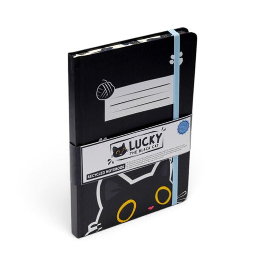 Gothic Gifts Lucky the Black Cat Recycled A5 Lined Notebook