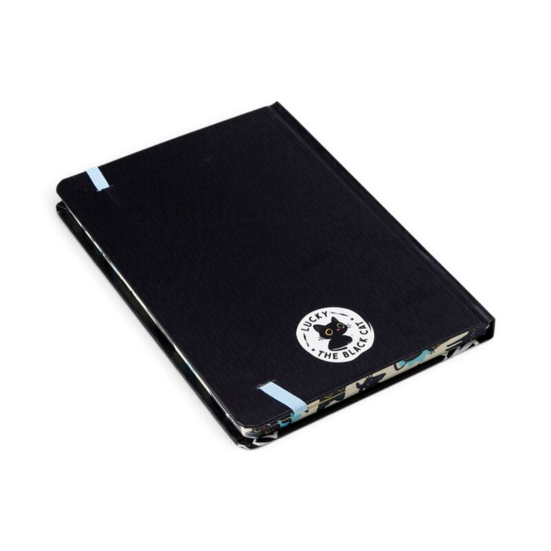 Gothic Gifts Lucky the Black Cat Recycled A5 Lined Notebook