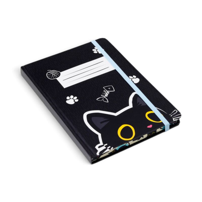 Gothic Gifts Lucky the Black Cat Recycled A5 Lined Notebook