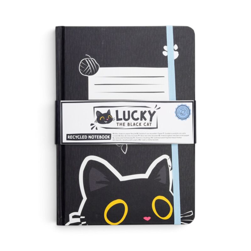 Gothic Gifts Lucky the Black Cat Recycled A5 Lined Notebook