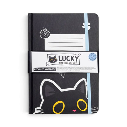 Gothic Gifts Lucky the Black Cat Recycled A5 Lined Notebook