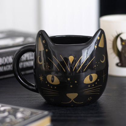 Gothic Gifts Magick Black Cat Face Mug