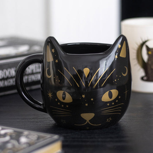 Gothic Gifts Magick Black Cat Face Mug