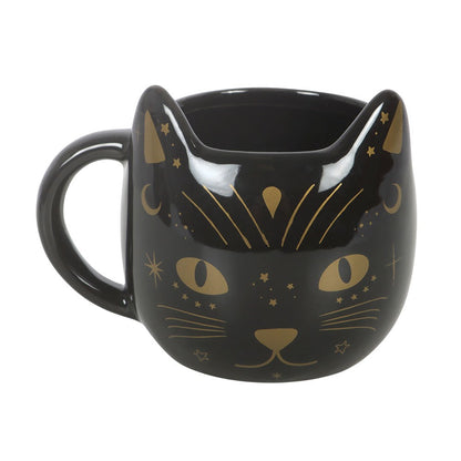 Gothic Gifts Magick Black Cat Face Mug
