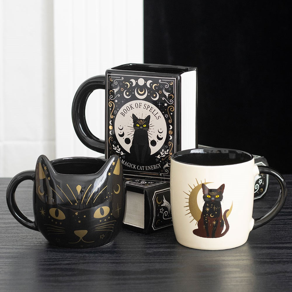 Gothic Gifts Magick Black Cat Face Mug