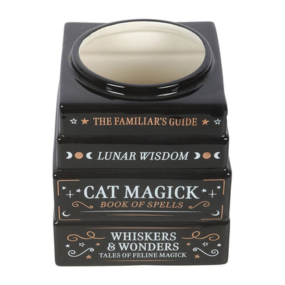 Gothic Gifts Black Cat Magick Book Stack Vase