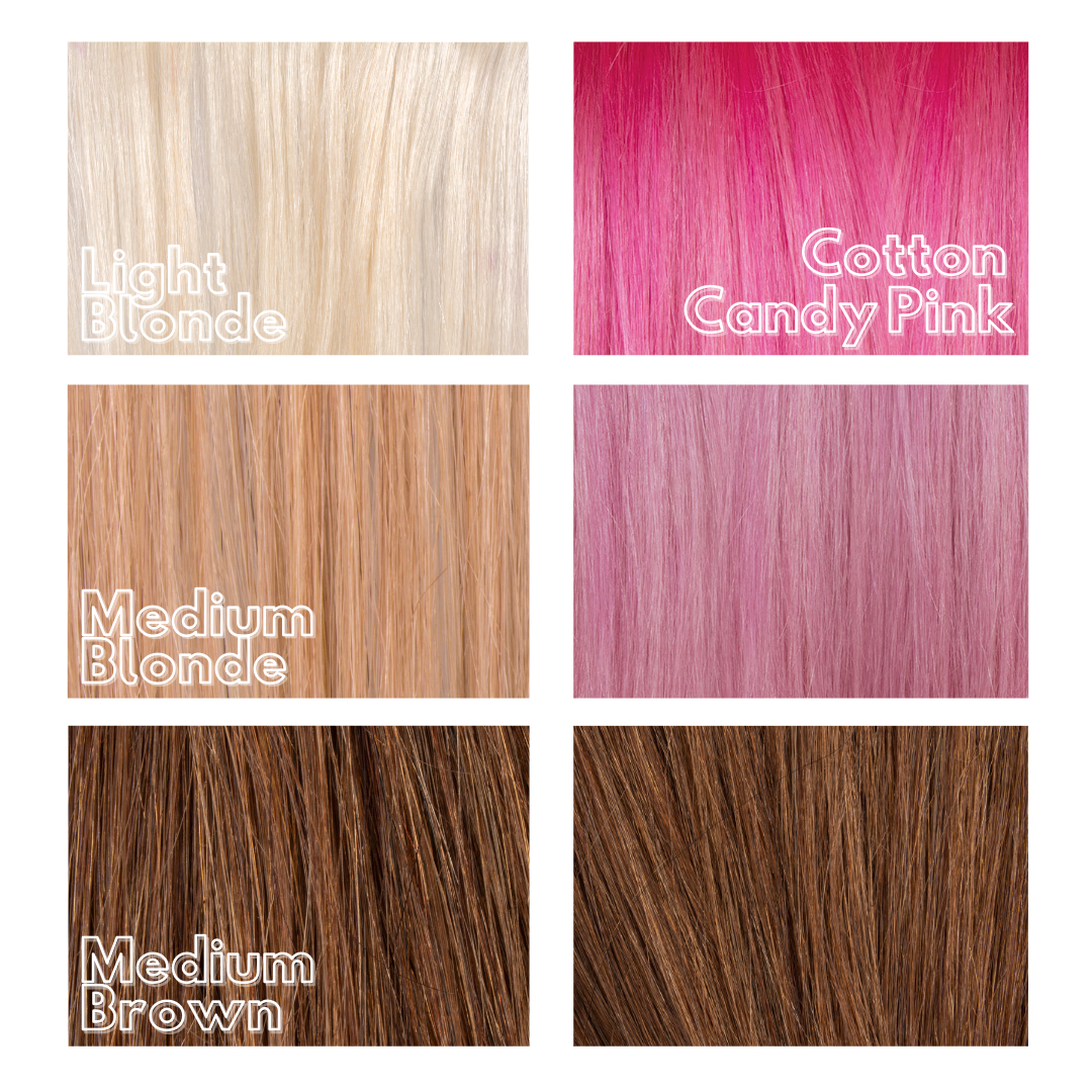 Light pink pastel hair dye results swatch - Cotton Candy Pink semi permanent Manic Panic
