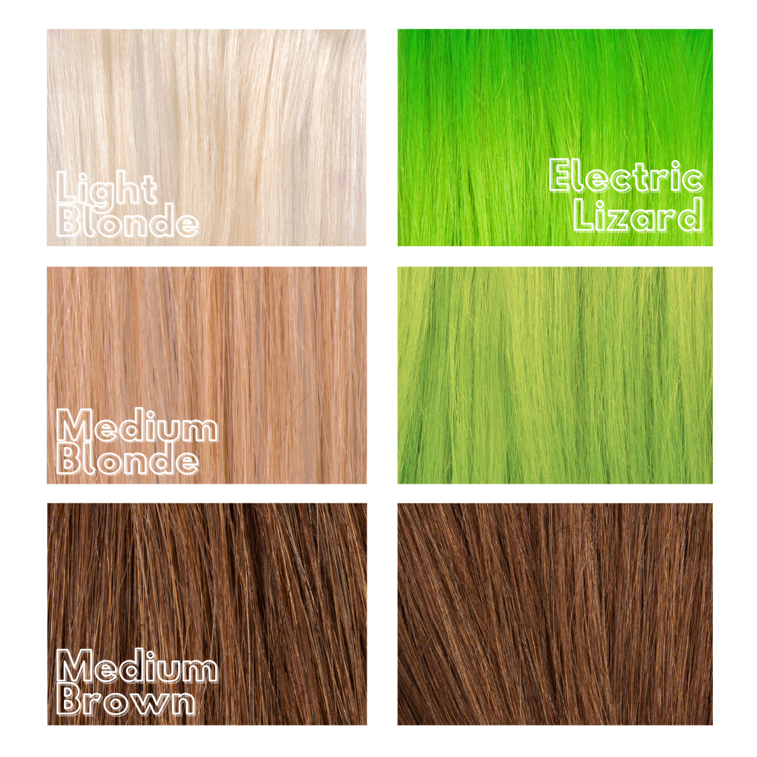 Green semi permanent hair dye swatch - Electric Lizard fluorescent neon Manic Panic