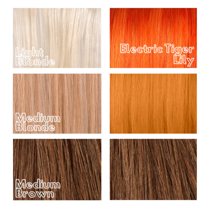 Vibrant orange red hair colour swatch - Electric Tiger Lily bright hair dye Manic Panic