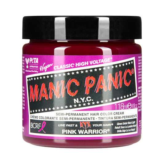 Pink Warrior semi permanent hair dye - bright hot pink vegan 118ml Manic Panic jar
