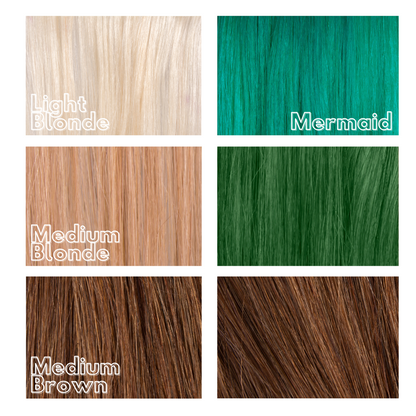 Vibrant teal blue hair colour swatch - Mermaid semi permanent hair dye Manic Panic