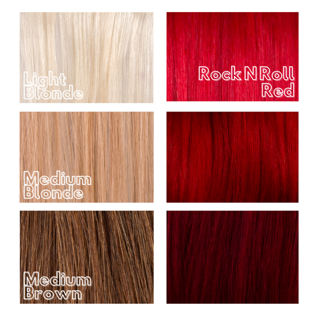 Warm bright red hair colour results swatch - Rock N Roll Red vivid hair dye Manic Panic