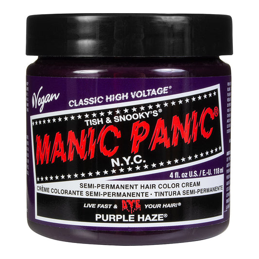 Manic Panic Purple Haze semi-permanent hair dye - bright mid purple vegan 118ml jar front
