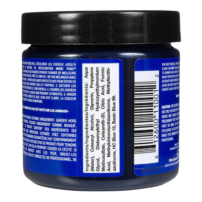 Manic Panic After Midnight Blue jar back - blue semi permanent hair dye 118ml vegan