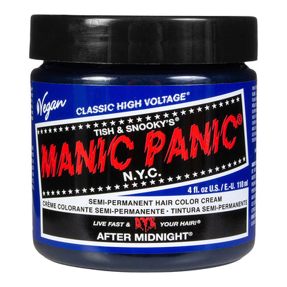 After Midnight Blue semi permanent hair dye - deep dark blue vegan 118ml Manic Panic jar