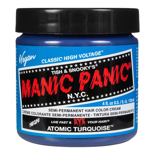 Atomic Turquoise semi permanent hair dye - bright turquoise blue green vegan 118ml Manic Panic