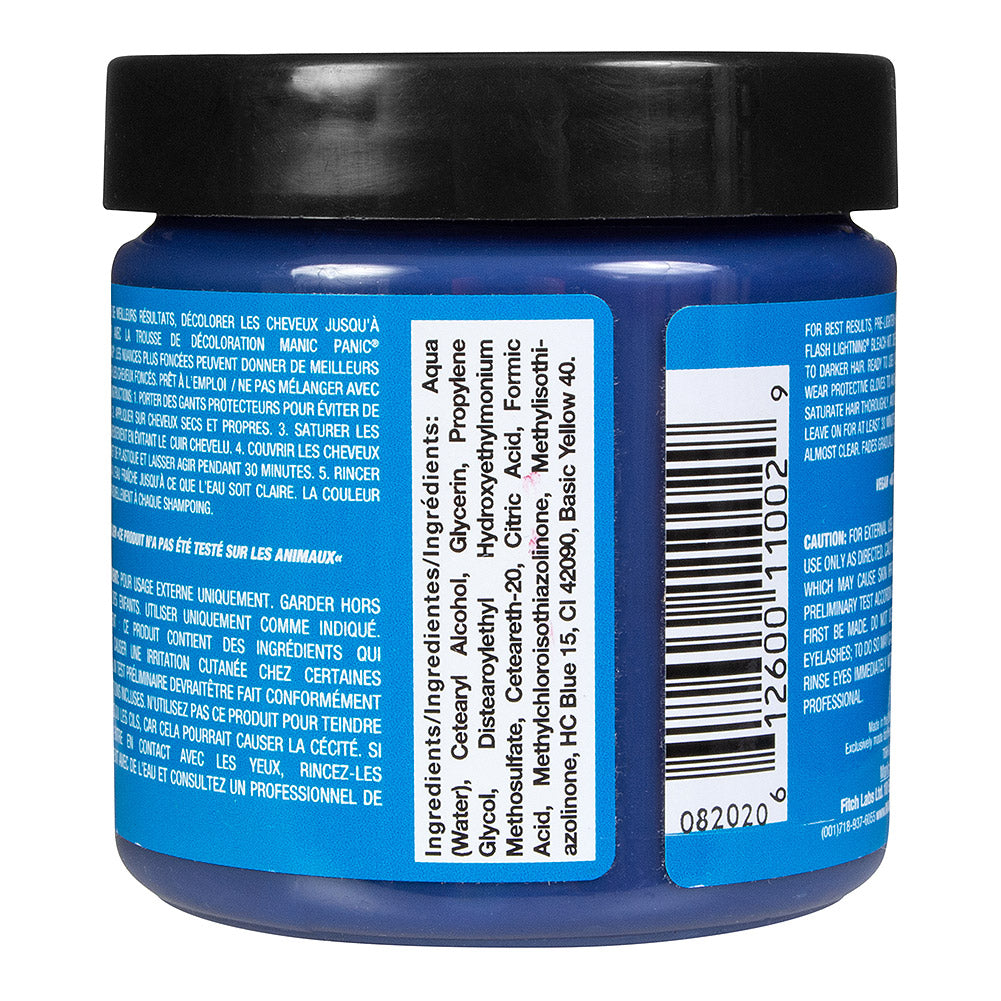 Manic Panic Atomic Turquoise jar back - blue semi permanent hair dye 118ml vegan ingredients