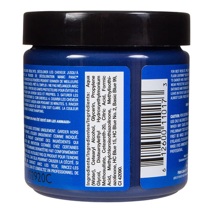 Manic Panic Bad Boy Blue jar back - blue semi permanent hair dye 118ml vegan ingredients