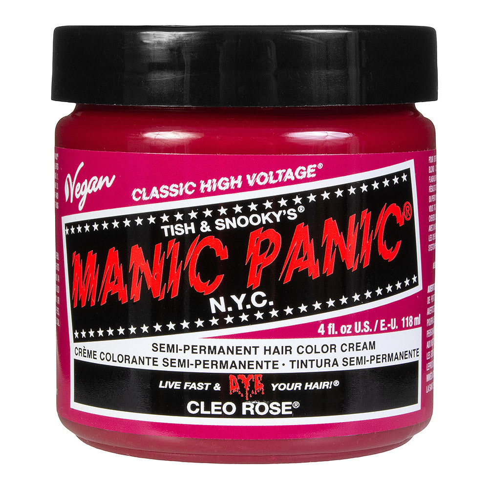 Cleo Rose semi permanent hair dye - vibrant rose pink vegan 118ml Manic Panic jar front