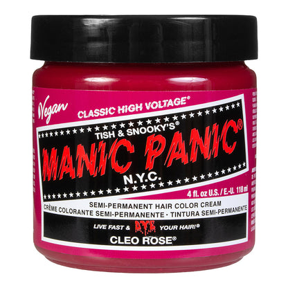 Cleo Rose semi permanent hair dye - vibrant rose pink vegan 118ml Manic Panic jar front