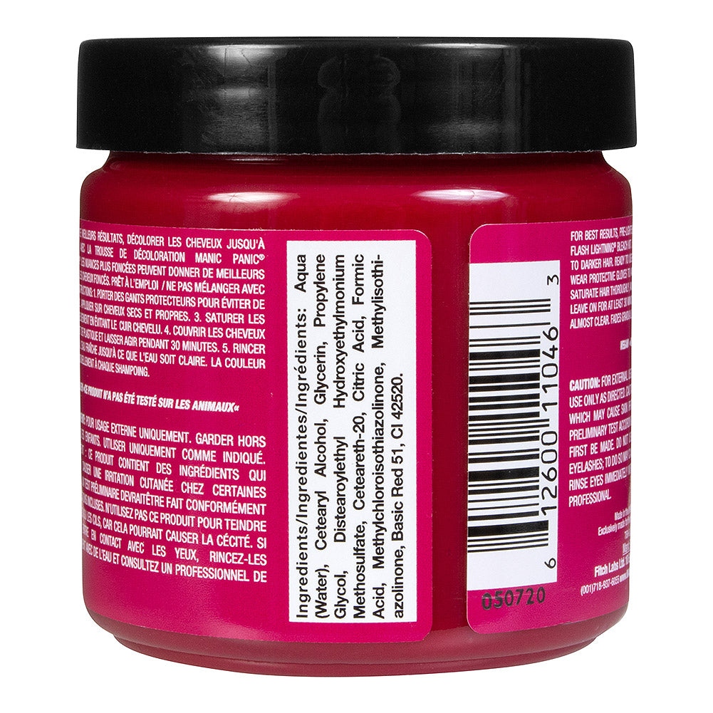 Manic Panic Cleo Rose jar back - pink semi permanent hair dye 118ml vegan ingredients