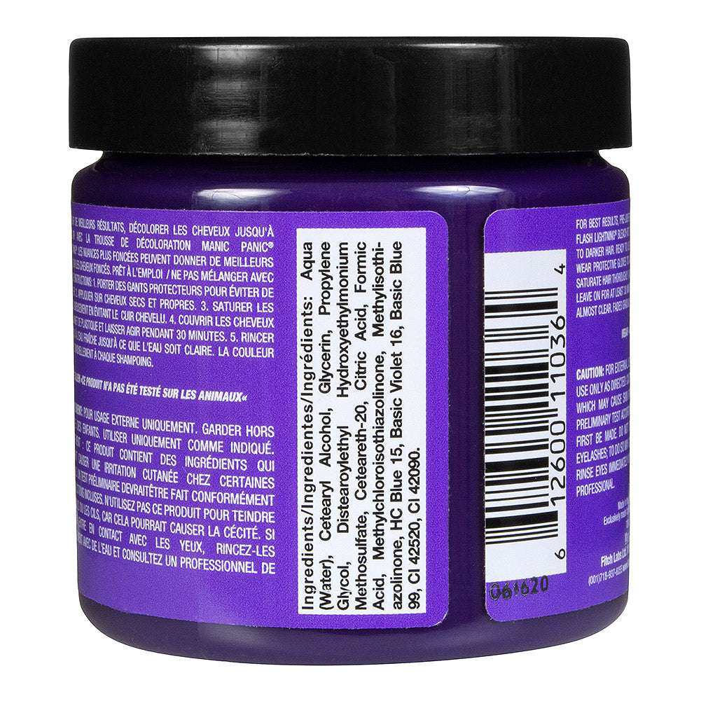 Manic Panic Electric Amethyst jar back - purple semi permanent hair dye 118ml vegan