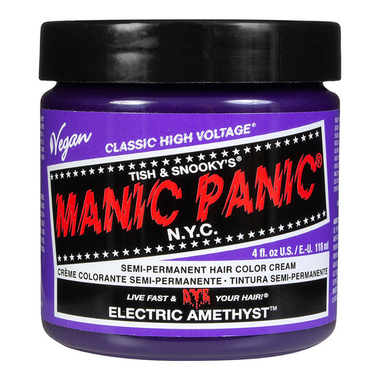 Electric Amethyst semi permanent hair dye - vibrant purple violet vegan 118ml Manic Panic jar