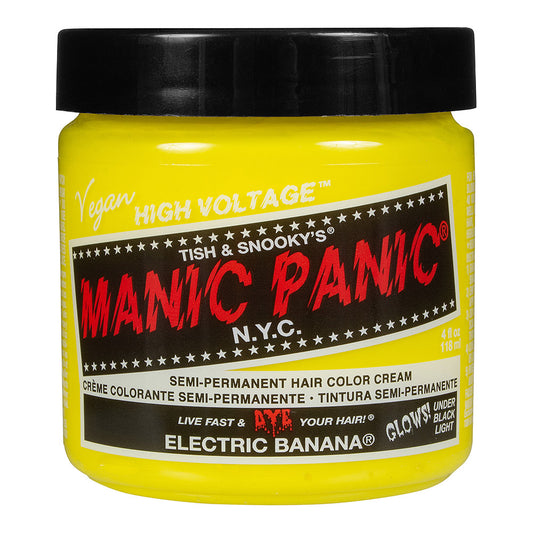 Electric Banana neon yellow hair dye - ultra bright vegan 118ml Manic Panic jar front