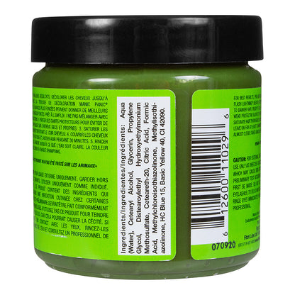 Manic Panic Electric Lizard jar back - neon green UV hair dye 118ml vegan ingredients