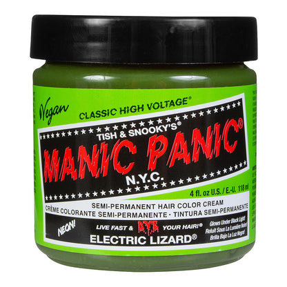 Electric Lizard neon green hair dye - UV reactive vegan 118ml Manic Panic jar front