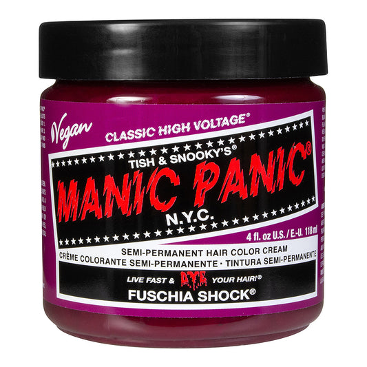 Fuschia Shock semi permanent hair dye - vibrant hot pink fuchsia vegan 118ml Manic Panic jar