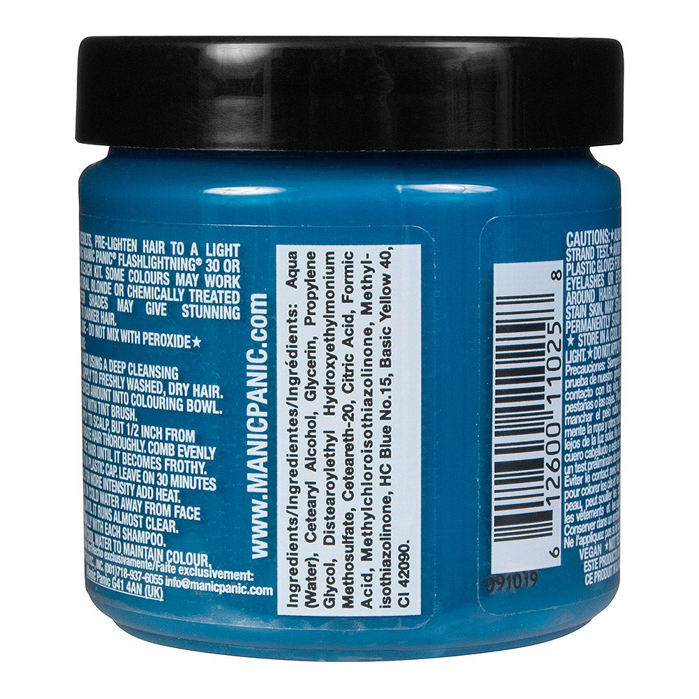 Manic Panic Mermaid jar back - blue semi permanent hair dye 118ml vegan ingredients
