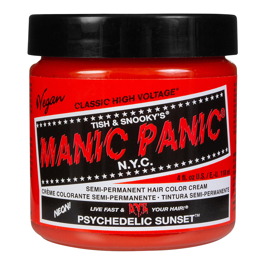 Psychedelic Sunset semi permanent hair dye - vibrant orange vegan 118ml Manic Panic jar