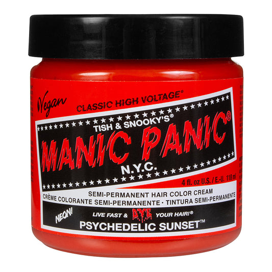 Psychedelic Sunset semi permanent hair dye - vibrant orange vegan 118ml Manic Panic jar