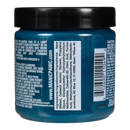 Manic Panic Siren Song jar back - blue semi permanent hair dye 118ml vegan ingredients