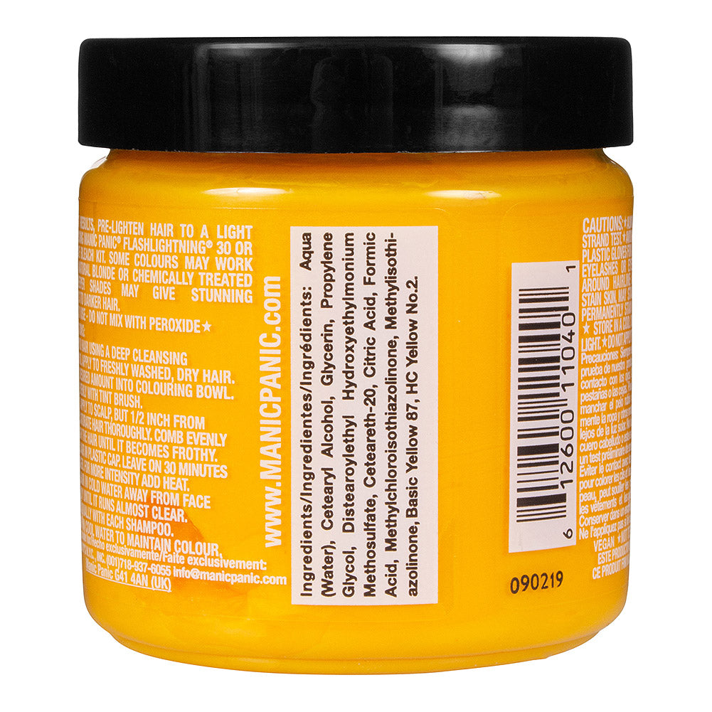 Manic Panic Sunshine jar back - bright hair dye 118ml vegan yellow semi permanent