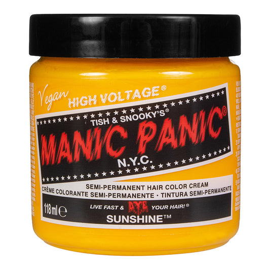 Sunshine semi permanent hair dye - bright warm yellow vegan 118ml Manic Panic jar front
