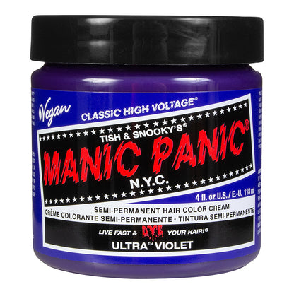 Ultra Violet Blue semi permanent hair dye - deep blue purple vegan 118ml Manic Panic jar