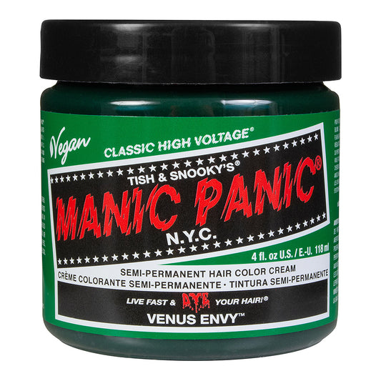 Venus Envy semi permanent hair dye - deep dark tropical green vegan 118ml Manic Panic jar