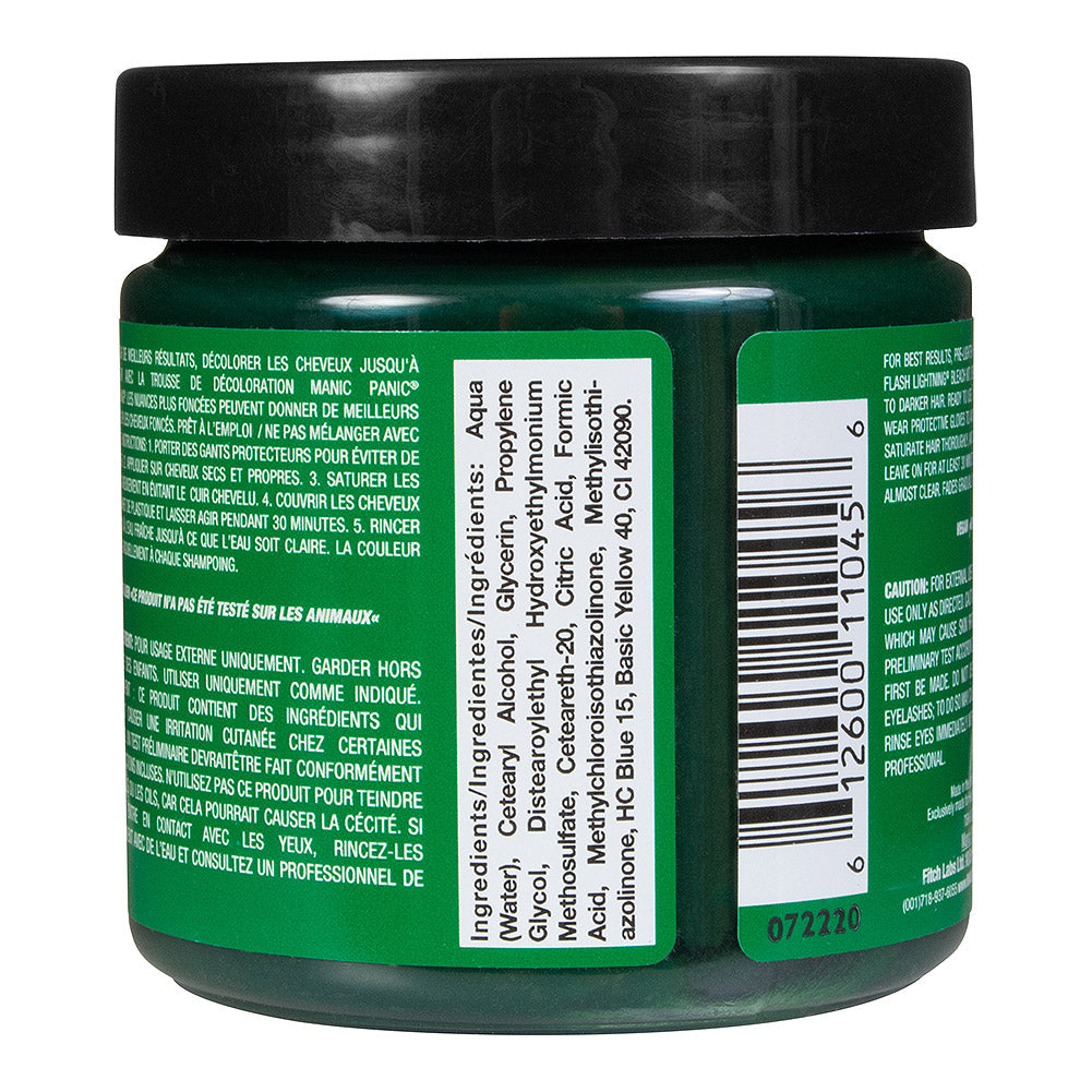 Manic Panic Venus Envy jar back - green semi permanent hair dye 118ml vegan ingredients