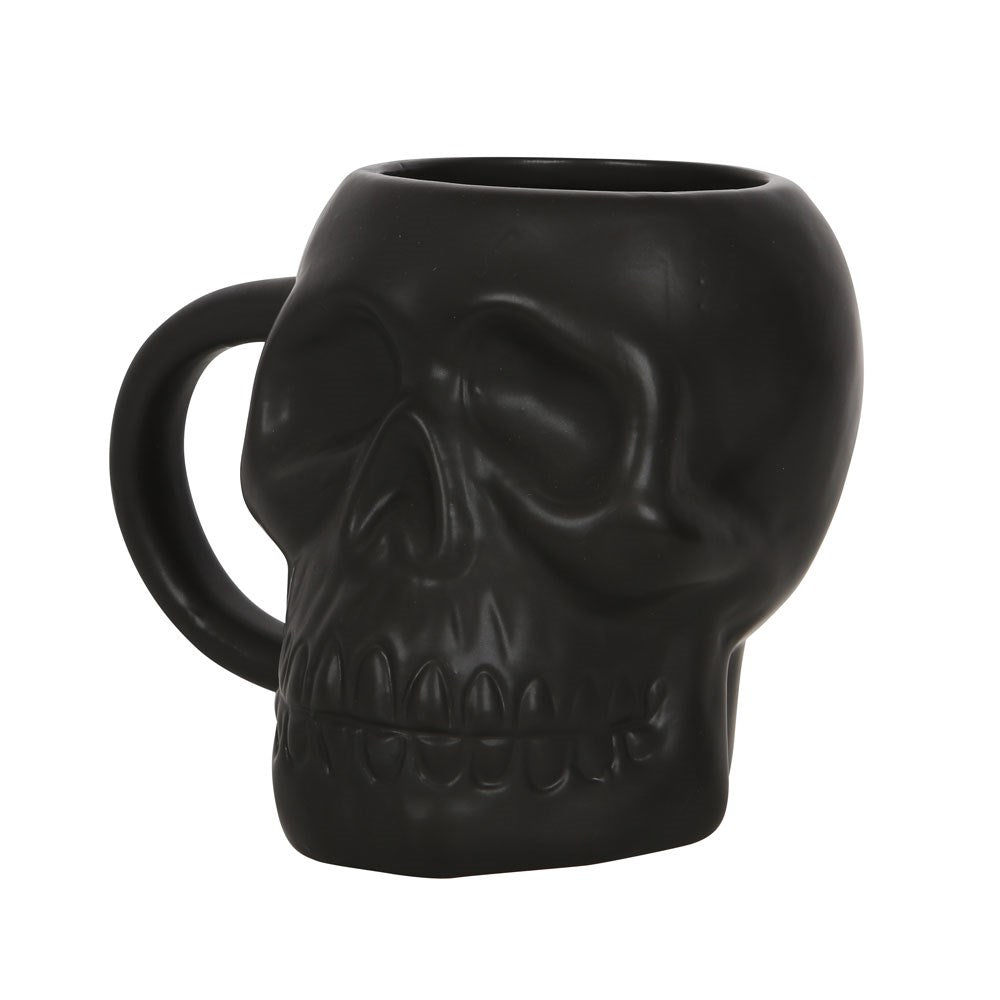 Gothic Gifts Matte Black Skull Shaped Mug - Kate's Clothing
