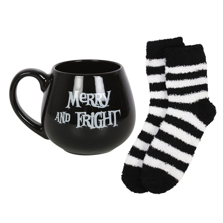 Gothic Gifts Merry and Fright Mug and Sock Set - Kate's Clothing