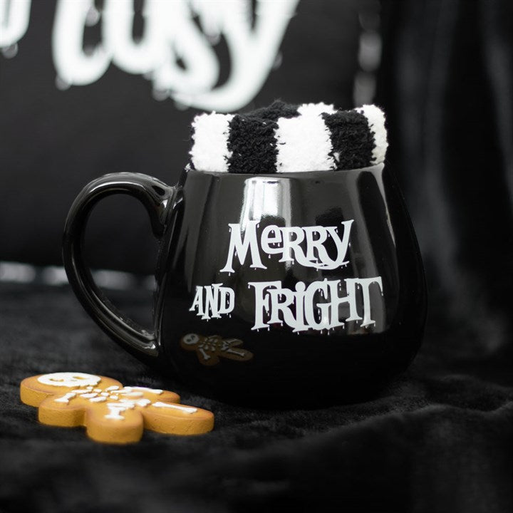 Gothic Gifts Merry and Fright Mug and Sock Set - Kate's Clothing