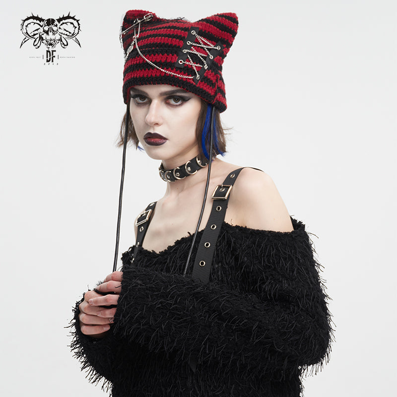 Devil Fashion Musette Hat - Red - Kate's Clothing