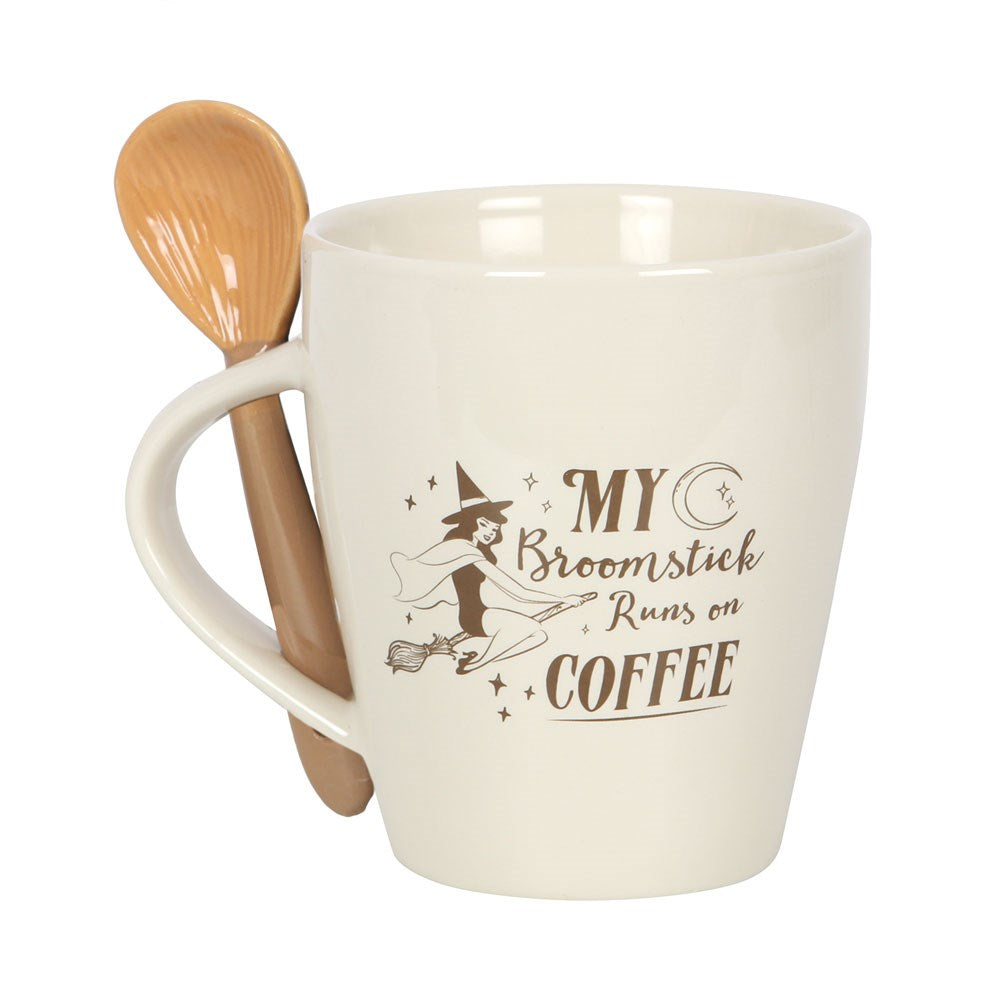 Gothic Gifts My Broomstick Runs On Coffee Mug and Spoon Set - Kate's Clothing