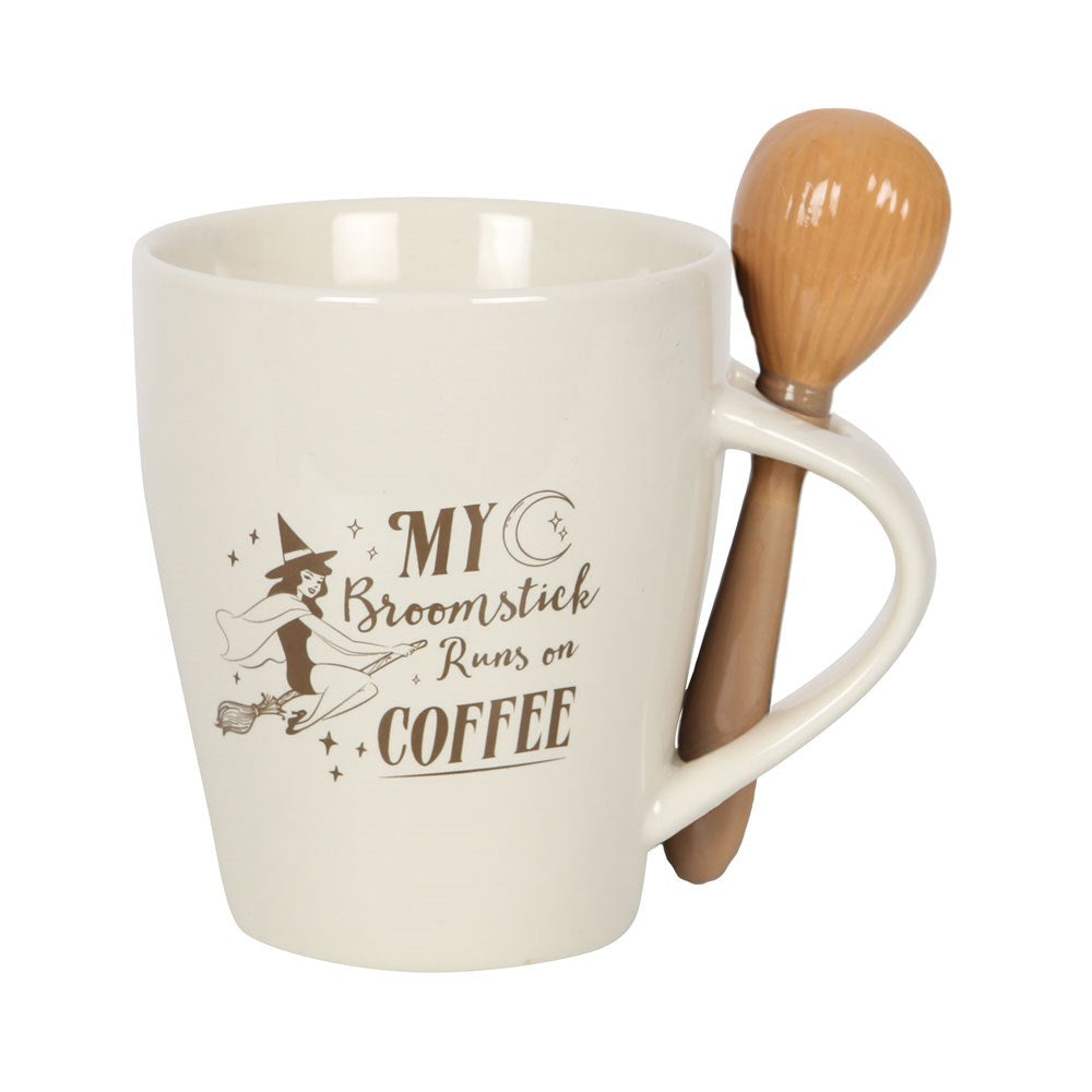 Gothic Gifts My Broomstick Runs On Coffee Mug and Spoon Set - Kate's Clothing